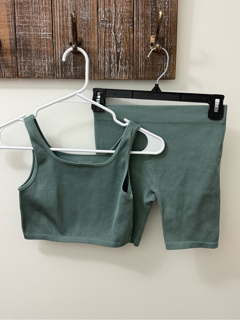 Primark sage green ribbed activewear set